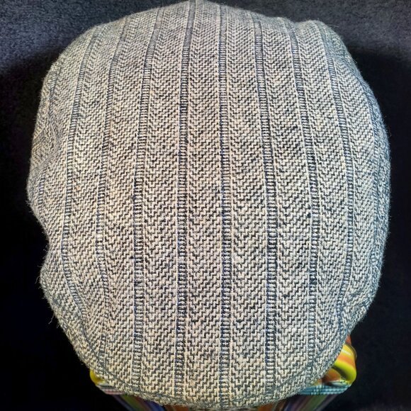 VINTAGE CREMIEUX  COTTON NEWSPAPER BOY FLAT CAP TAN AND BLACK STRIPE L / XL - Picture 5 of 5